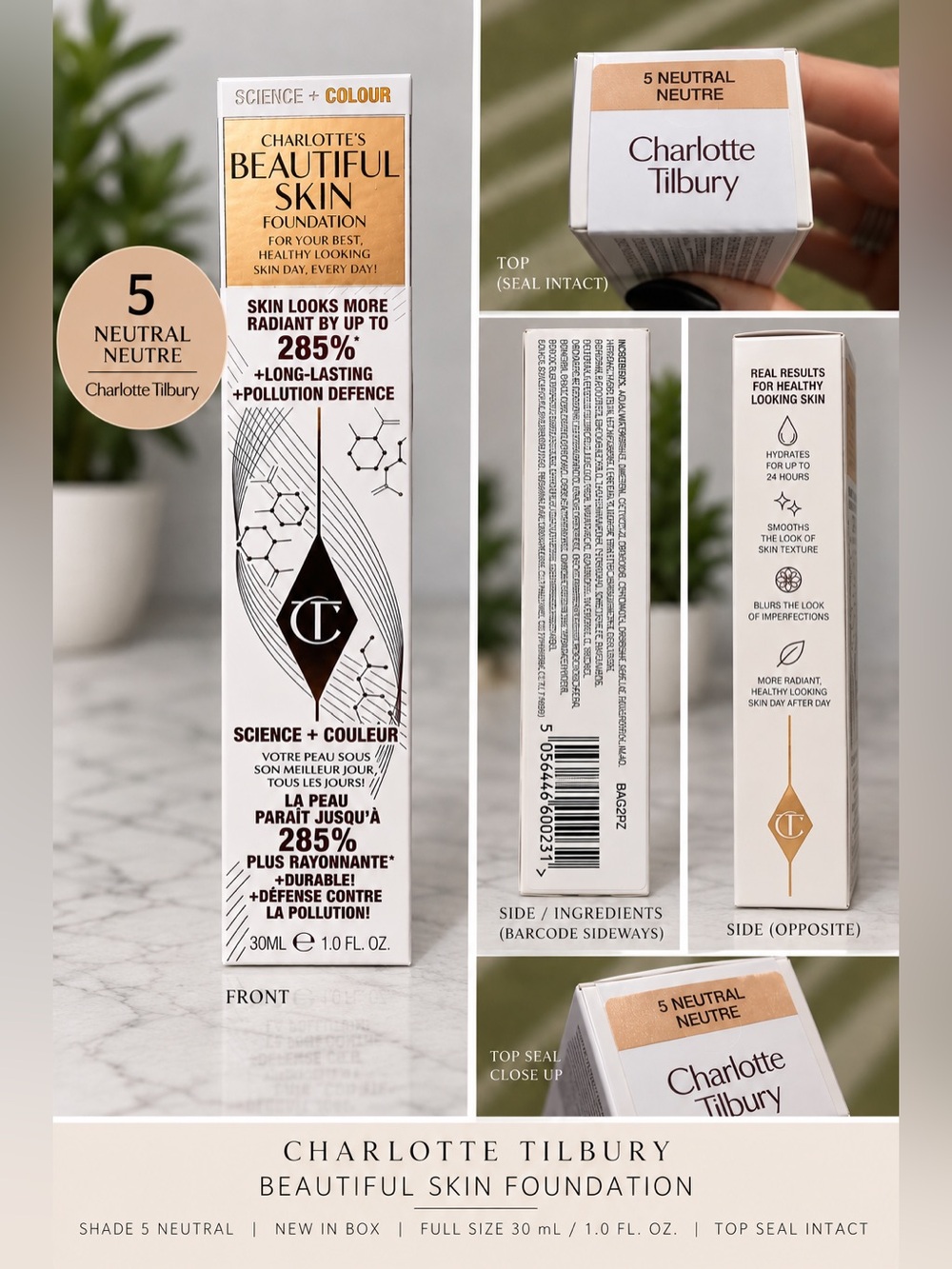 New in box- Charlotte Tilbury Beautiful Skin Foundation in 5 Neutral (Beige)